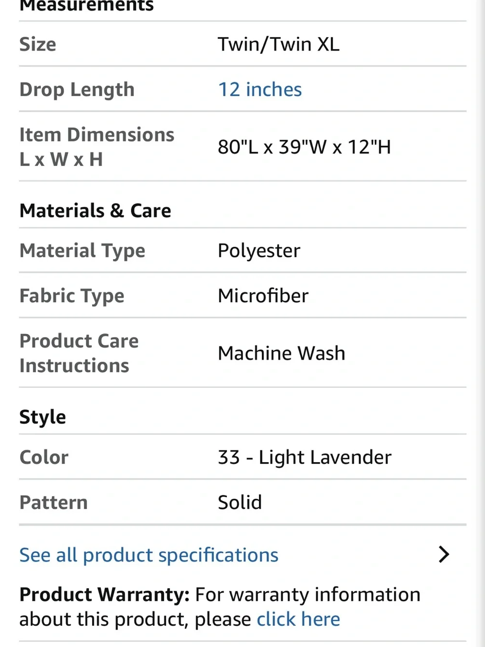 Twin xl Amazon Lavender purple  Bedskirt